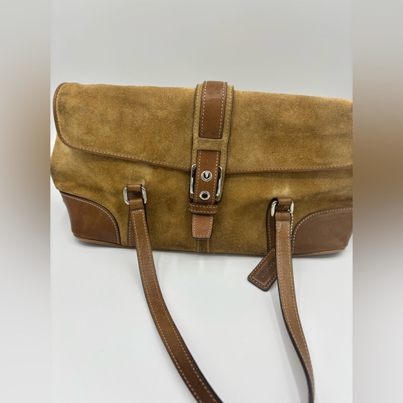 Coach Suede and Leather Shoulder Bag in Tan - Picture 5 of 13